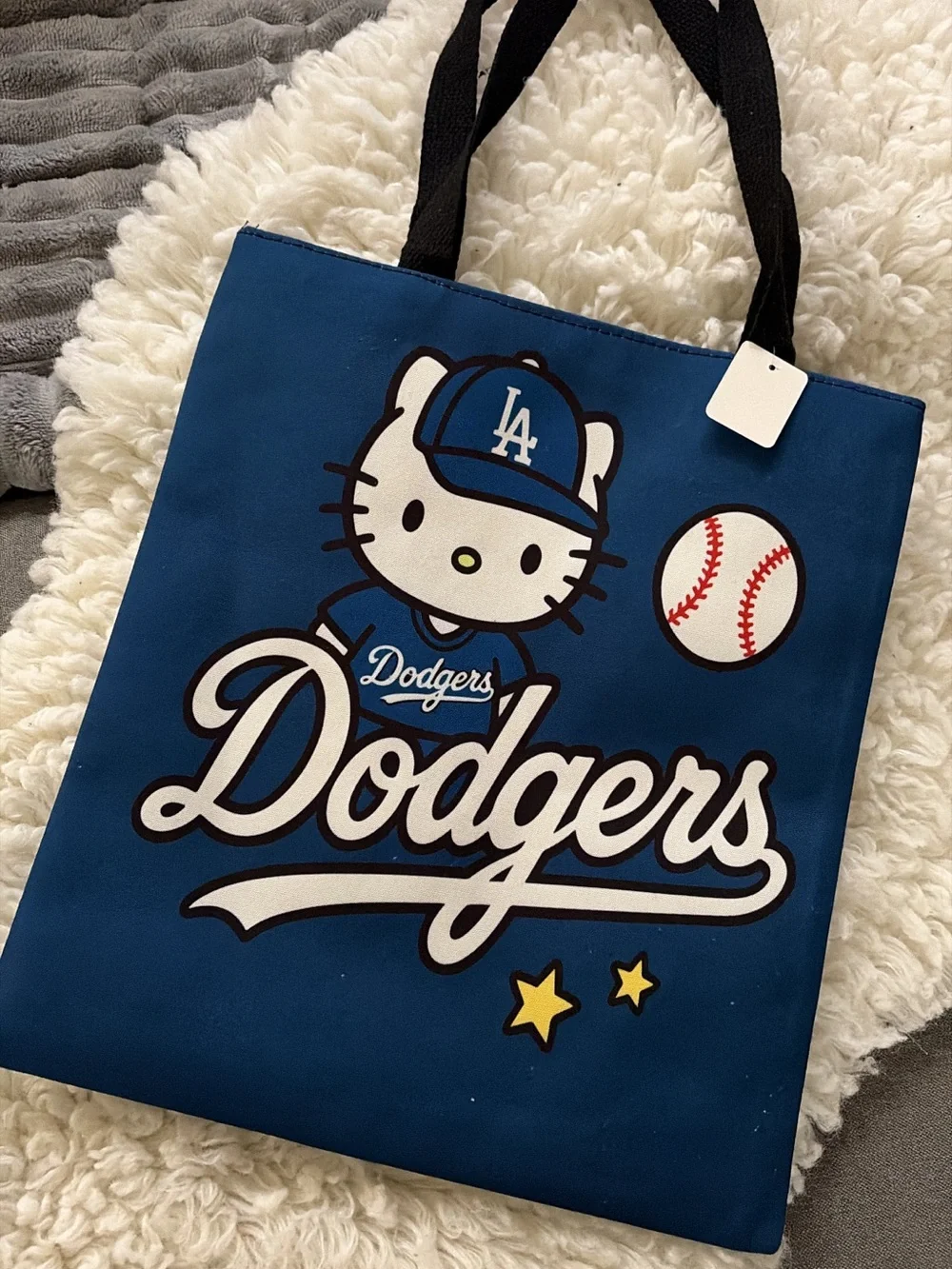 Los Angeles Dodgers Hello Kitty Blue Tote Bag